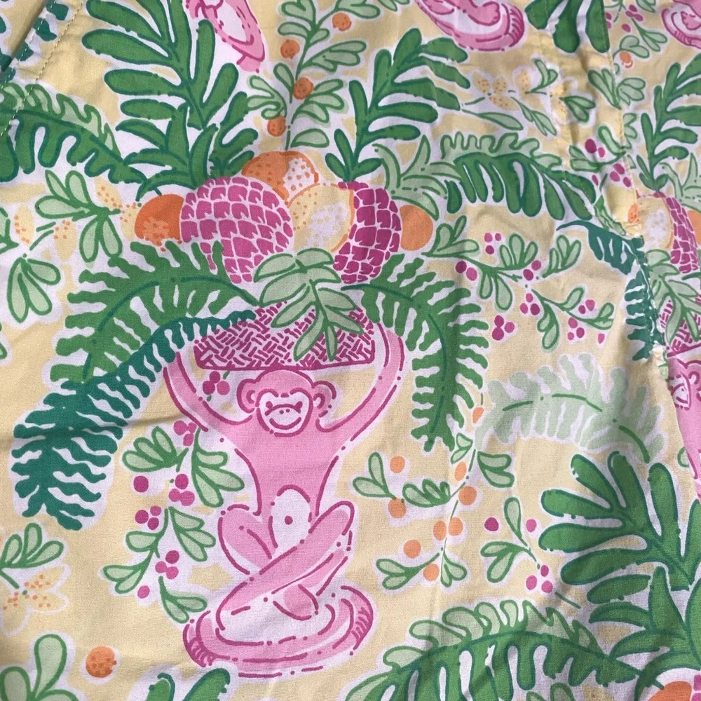Vtg Lilly Pulitzer Bermuda Shorts Miranda‎ Monkey Lemon Sorbet Sz 8 White Label - Picture 2 of 7